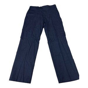 HART SHAFFNER & MARX Blue Wool Flat Front Dress Pants Mens Size 32R